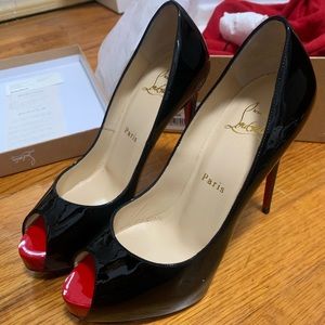Christian Louboutin New Very Privé Open Toe Black Heels